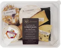 Plateau de 5 fromages (Fourme d'ambert AOP/Abondance AOP/ 1/2 camembert au lait cru/Rocamadour AOP et Satonnay aux pétales de fleurs au laitcru de chèvre) 24% de MG Saveurs