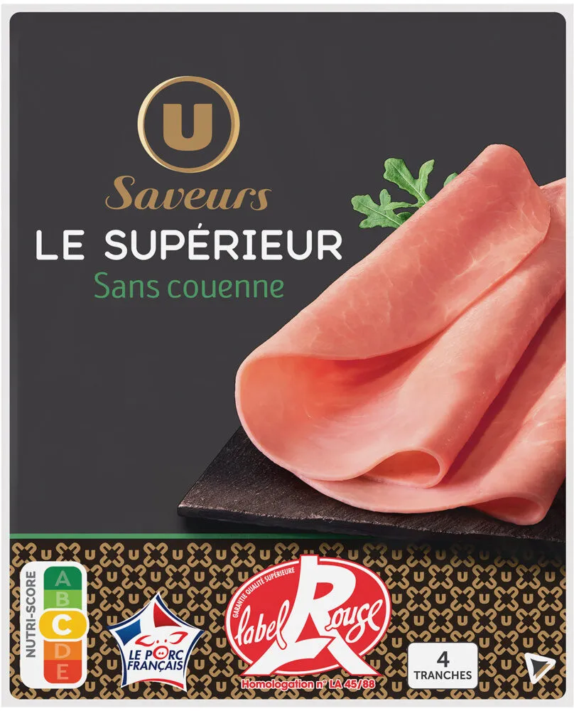 Jambon Supérieur sans couenne Label Rouge - x4 tranches, 160g