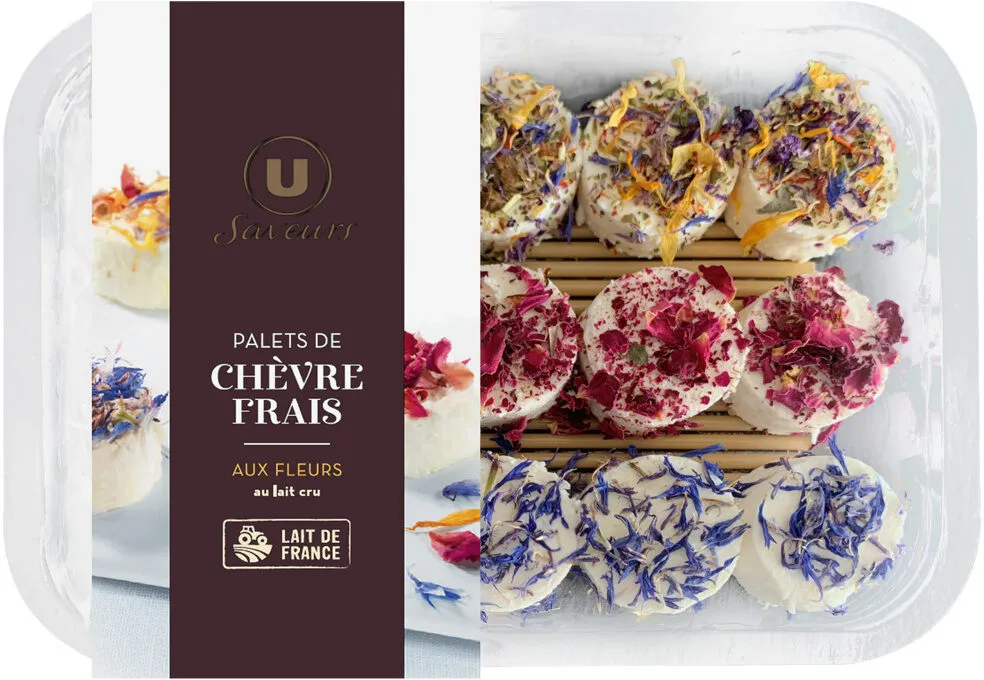 Palets chèvre frais fleurs au lait cru 12% de matière grasse Saveurs