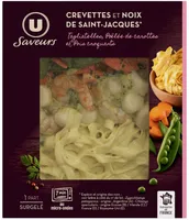 Crevettes et noix de coquilles saint jacques poêlée de carotte et poiscroquants surgelés