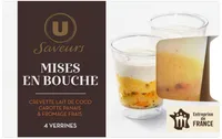 Mise en bouche crevette lait de coco carotte panais et fromage frais Saveurs