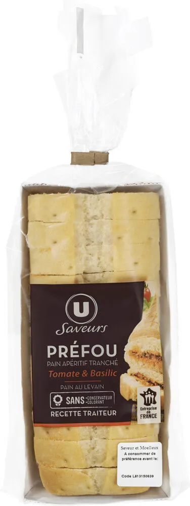 Mini préfou pain apéritif tranché tomate et basilic
