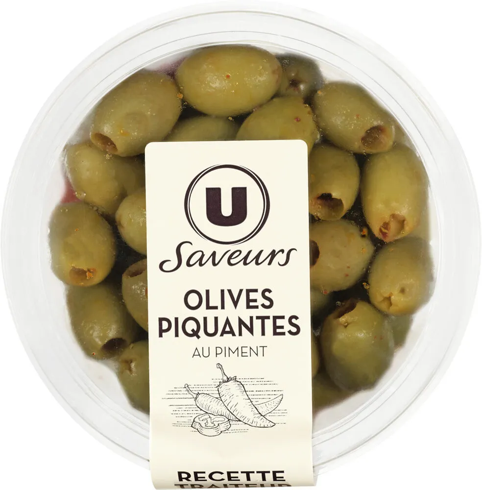 Olives vertes piquantes avec poivrons et piment 150g
