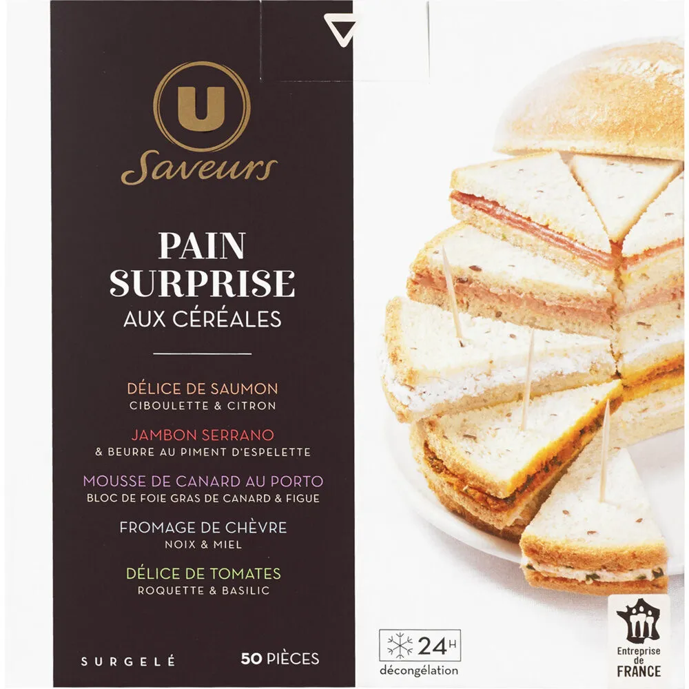 Pain surprise aux céréales surgelé , x50 - 950g