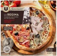 Pizza regina à base de jambon cuit champignons et olives , 390g