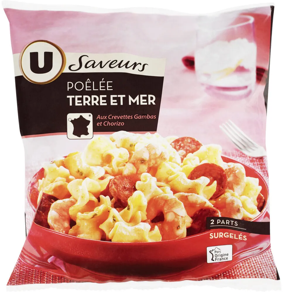 Poêlée terre et mer aux crevettes gambas chorizo Saveurs