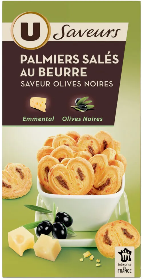 Biscuits apéritifs palmiers saveur olives boîte de 80g