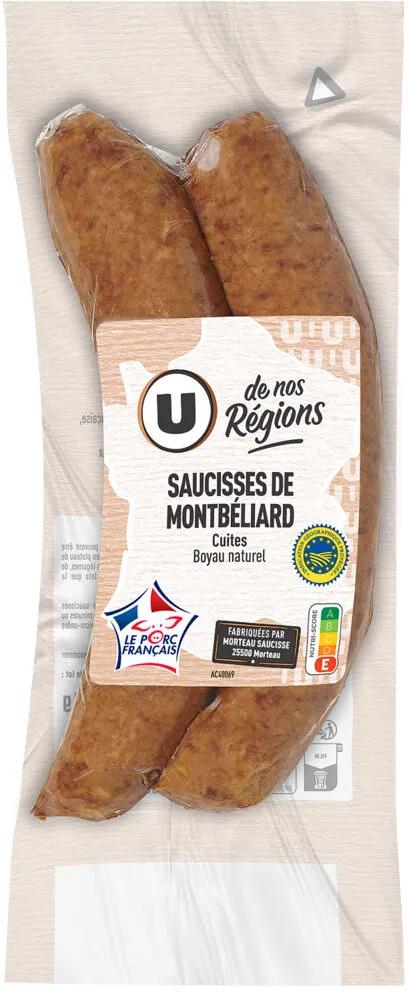 Saucisses de Montbéliard IGP cuite