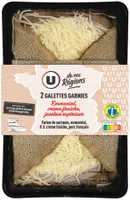 Galettes de blé noir, garnies de jambon supérieur et emmental , x2, 300g