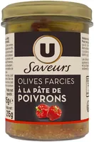 Olives vertes farcies à la pâte de poivrons
