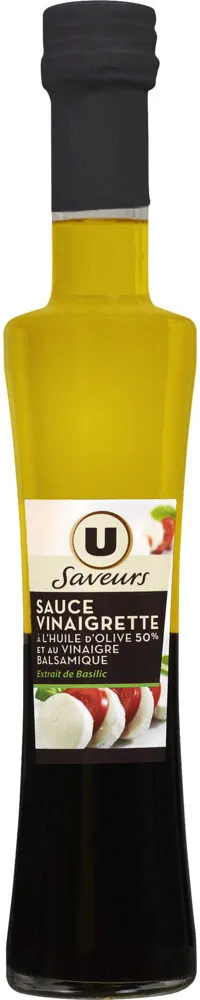 Sauce vinaigrette à l'Huile d'Olive 50% et au Vinaigre Balsamique Extrait de basilic bouteille de 20cl