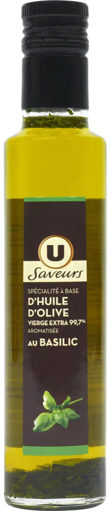 Spécialité à base d'huile d'olive vierge extra 99,7% aromatisée au basilic bouteille de 25cl