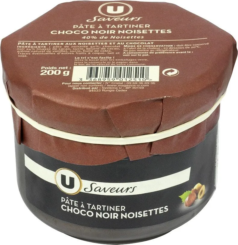 Pate à tartiner au chocolat noir noisettes