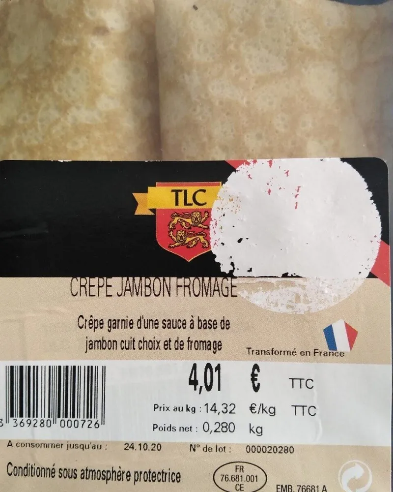 Crêpe jambon fromage