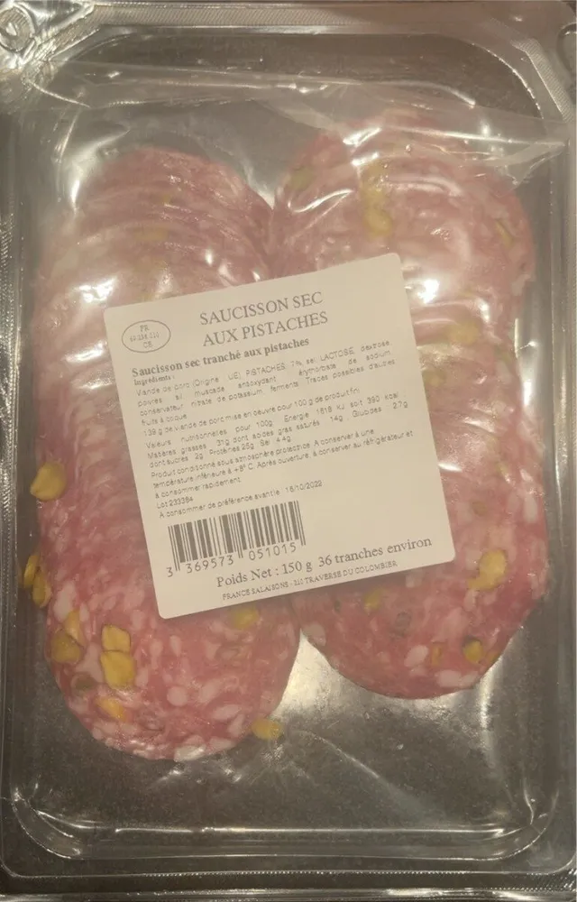 Saucisson sec aux pistaches