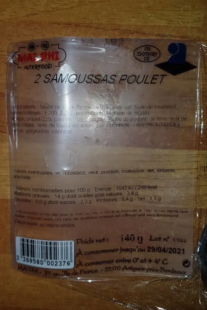 Samoussas poulet