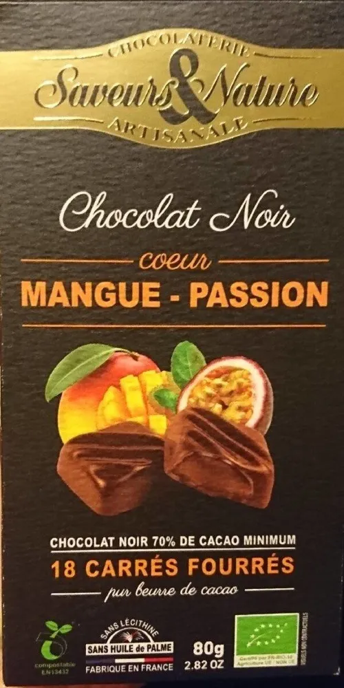 Chocolat noir cœur mangue - passion