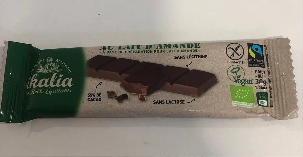 Barre de chocolat au lait d'amande