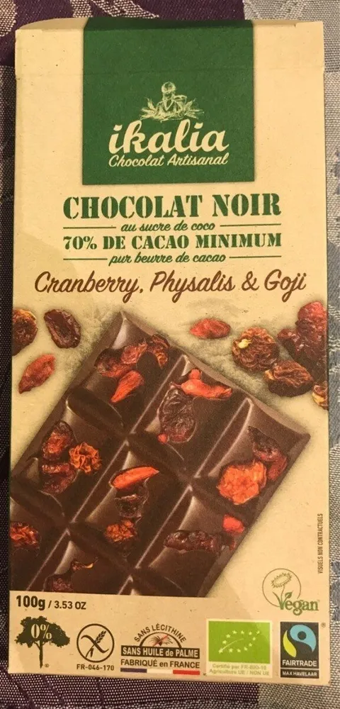 Chocolat noir Cranberry, Physalis, Goji