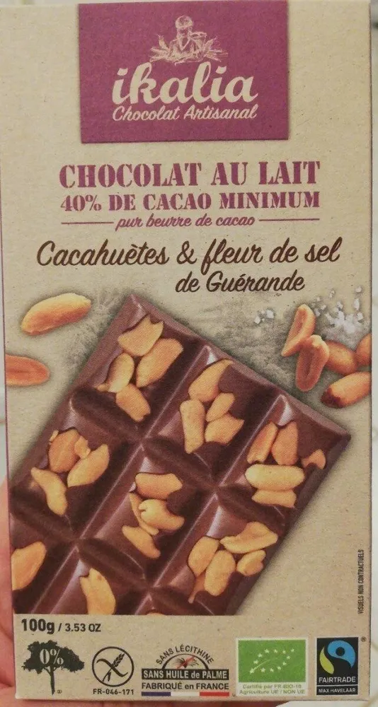 Chocolat au lait cacahuètes & fleur de sel de Guérande