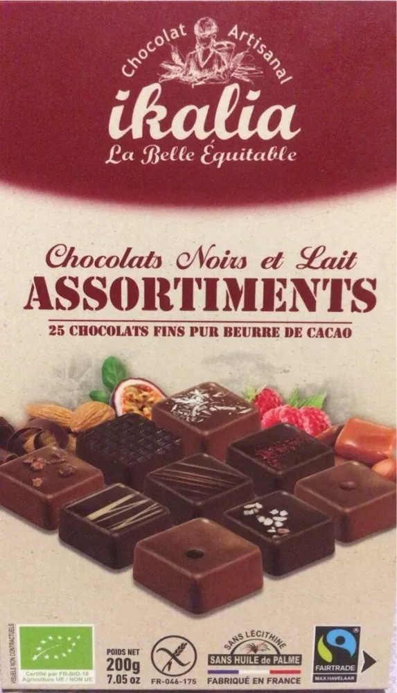 Assortiments chocolats noirs et lait