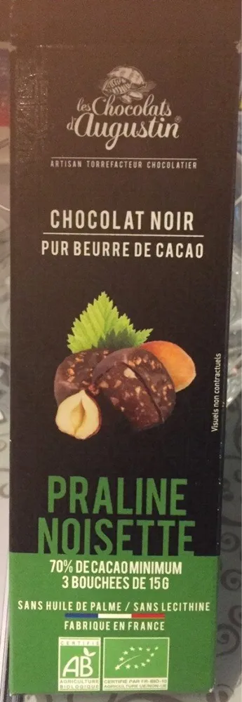 Chocolat noir praline noisette