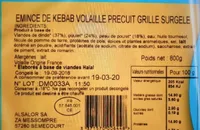 Emincè de Kebab Volaille précuit grillé surgelé