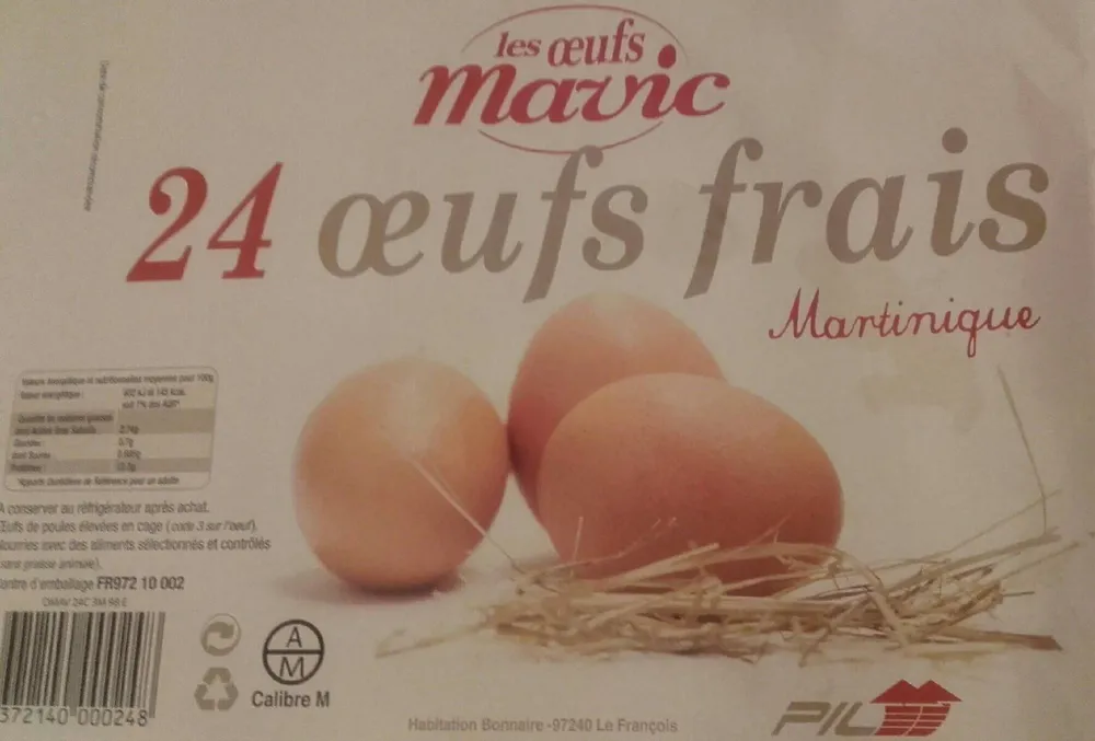 24 oeufs frais Martinique