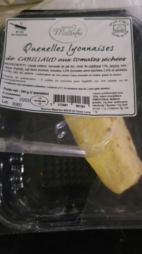 Quenelles lyonnaises de cabillaud aux tomates séchées