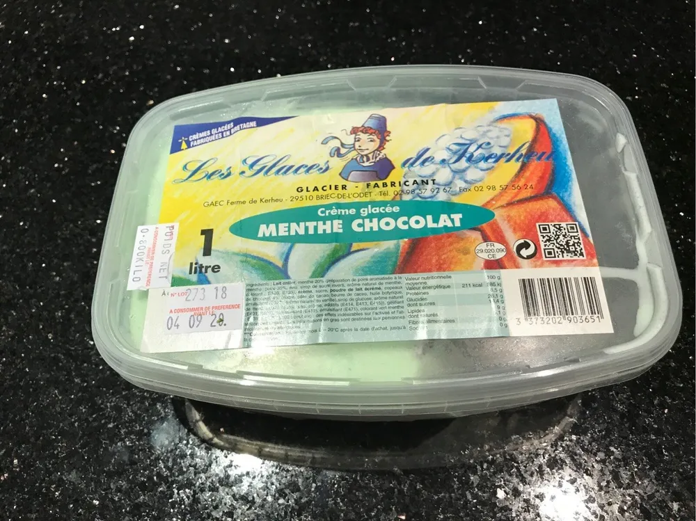 Crème glacée menthe chocolat