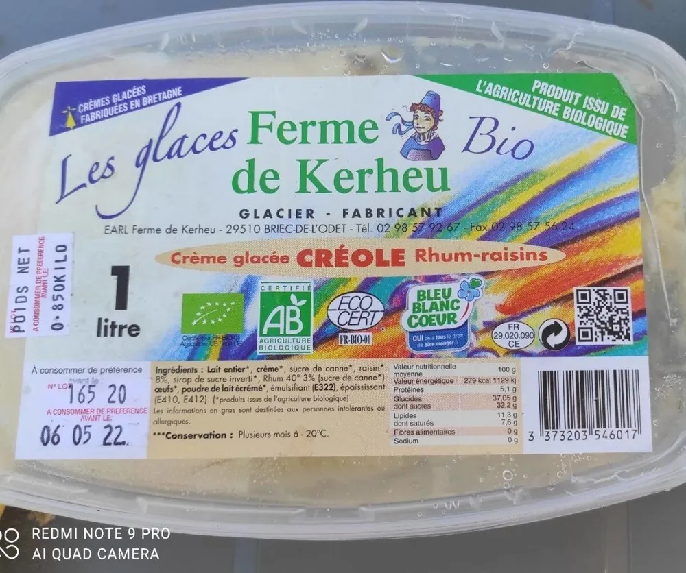 Crème glacée creole