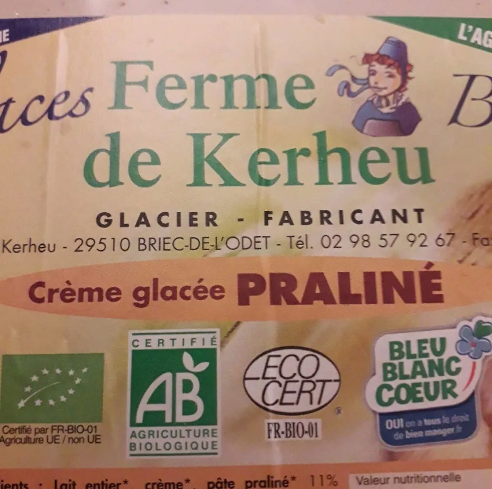 Crème glacée Bio Praliné