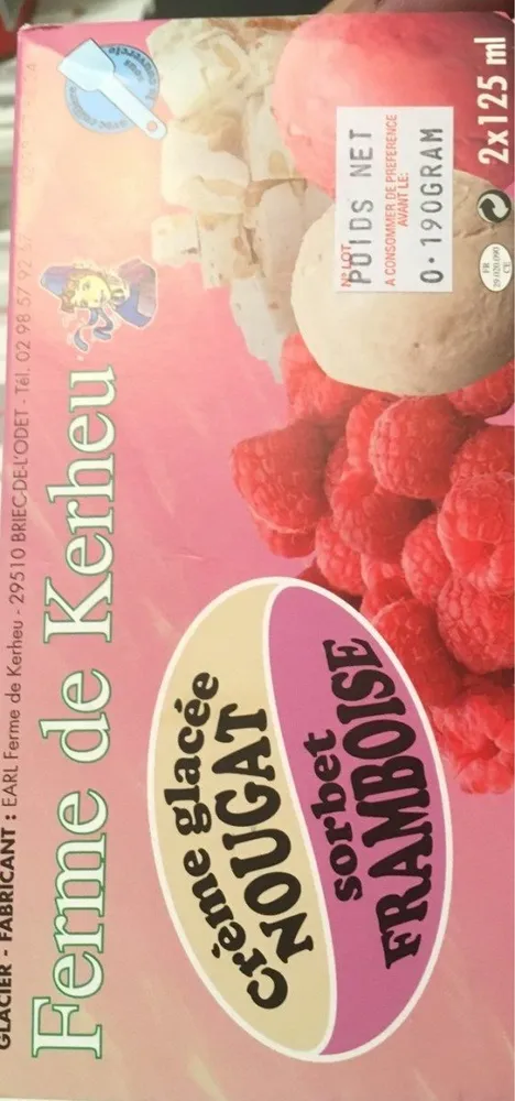 Creme glacee nougat sorbet framboise