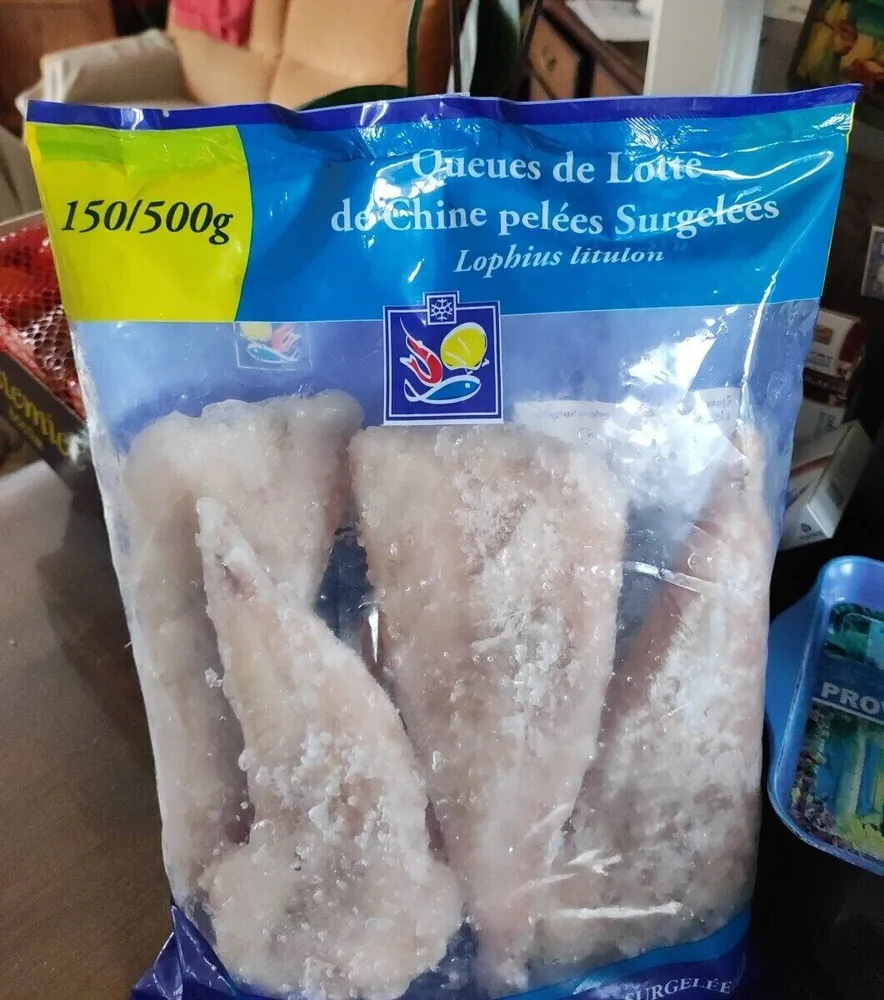 Queue de lotte de Chine pelées surgelés
