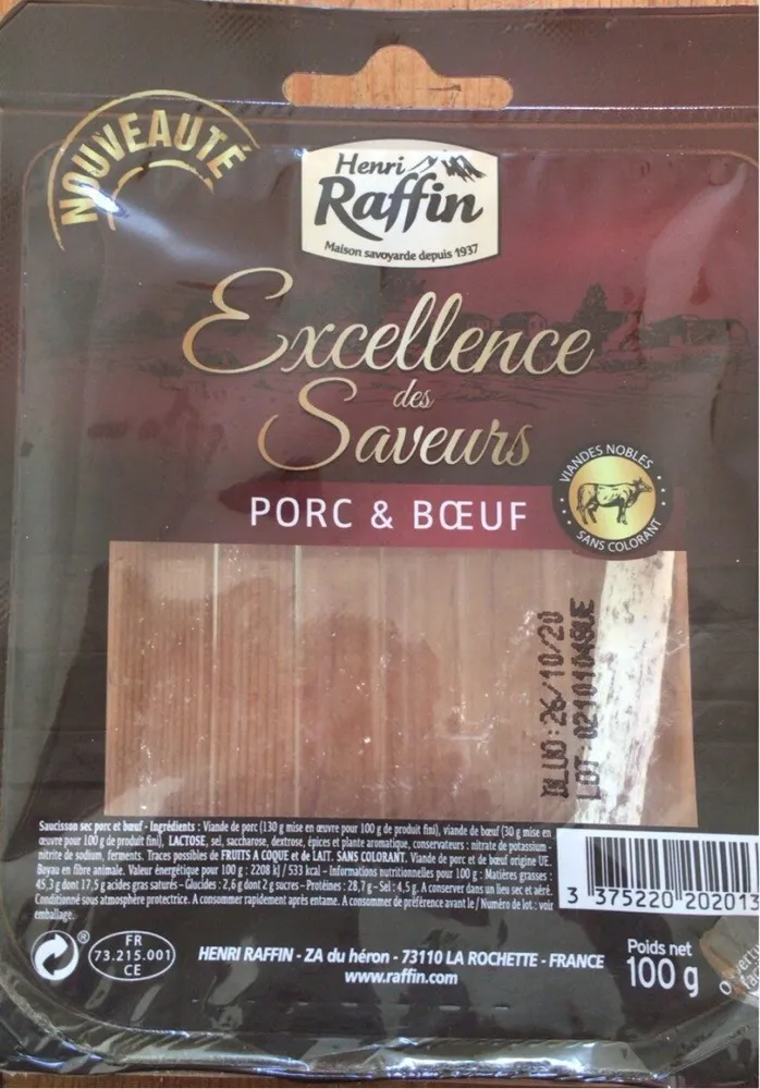 Saucisson sec porc et boeuf