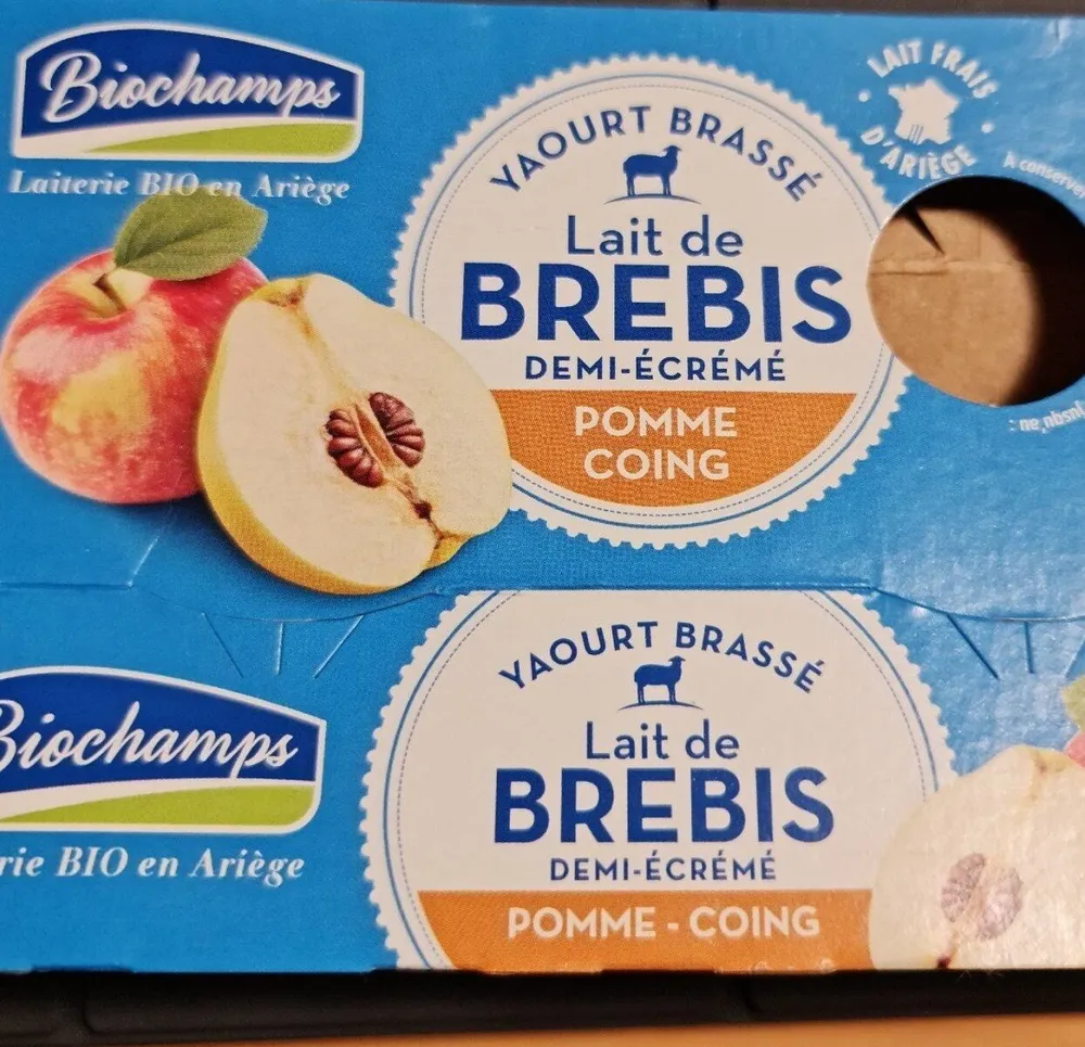 Yaourt brassé lait de brebis demi écrémé pomme-coing