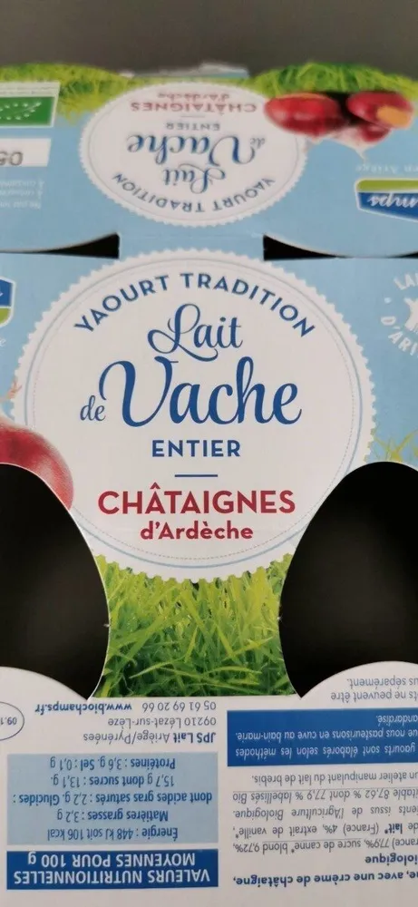 Yaourt tradition lait de vache châtaignes