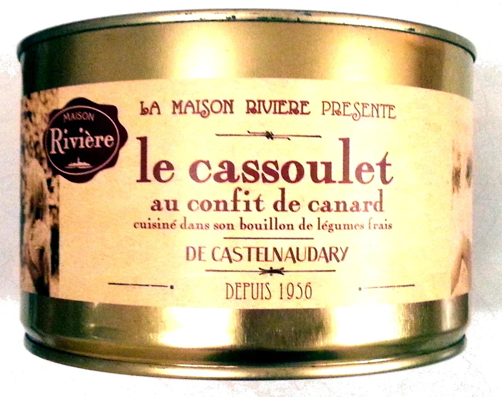 Le cassoulet au confit de canard de Castelnaudary cuisiné dans son bouillon de légumes frais, boîte 2/1