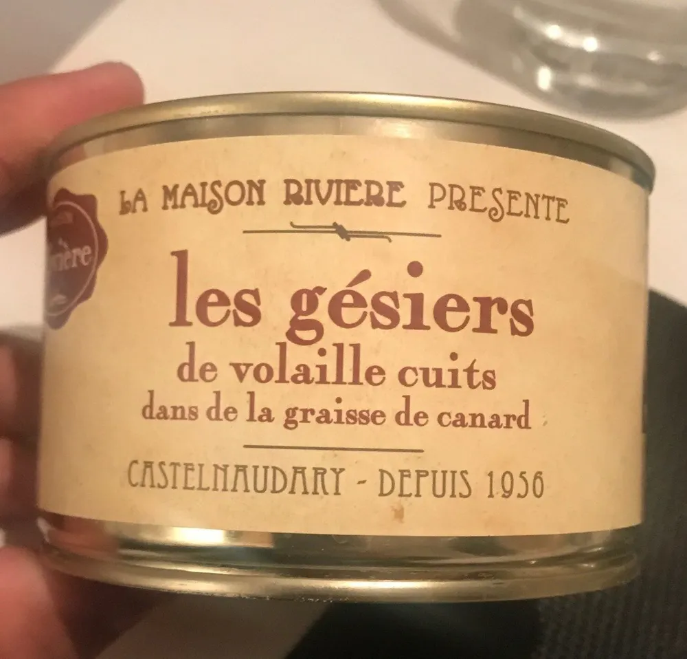 Les gesiers de volaille cuits dans la graisse de canard, boîte 1/2