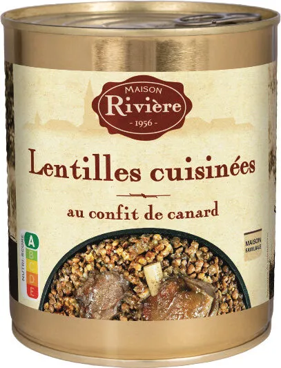 Lentilles cuisinées au confit de canard
