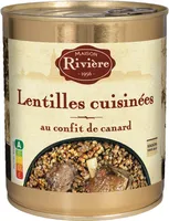 Lentilles cuisinées au confit de canard
