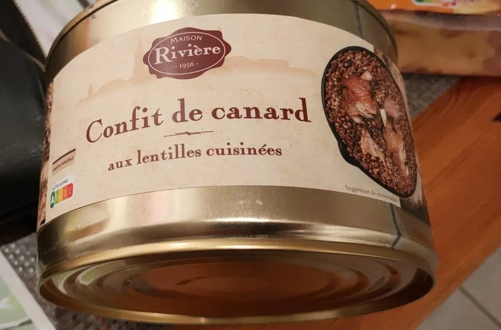 Confit de canard aux lentilles cuisinées