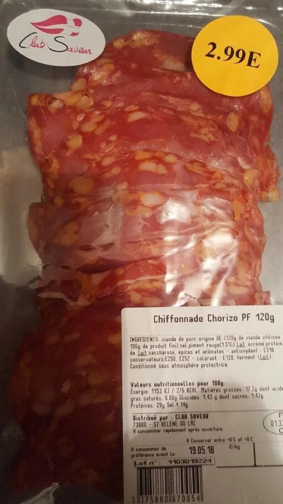 Chiffonnade Chorizo