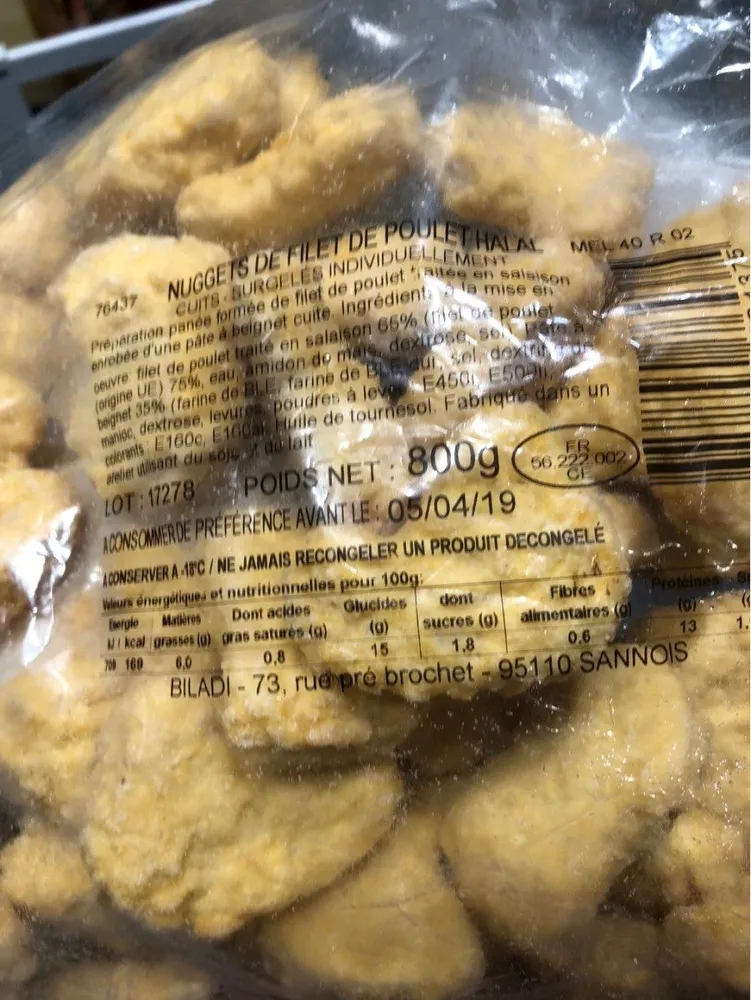 Nuggets de poulet halal
