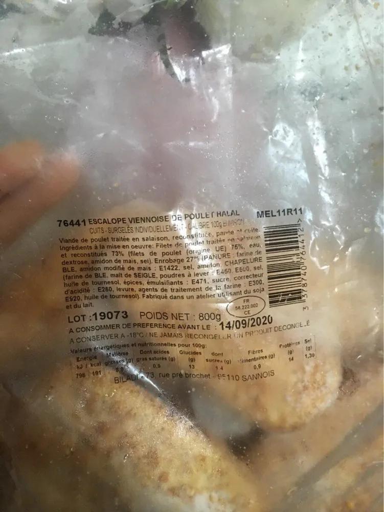 Escalope viennoise de poulet halal