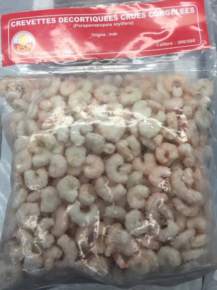 Crevettes decortiquées crues congelées