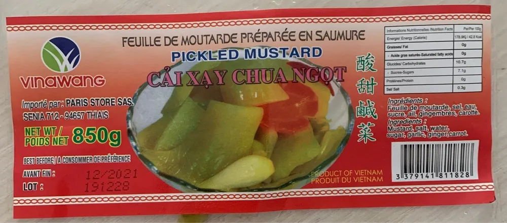 Feuille de moutarde preparée en saumure