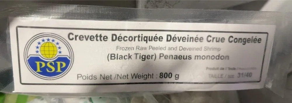 Crevette décortiquée déveinée taille 31/40