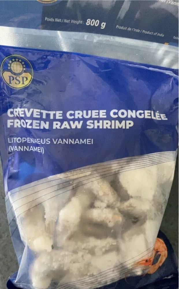 Crevette crue congelé