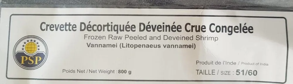 Crevettes cru congelée